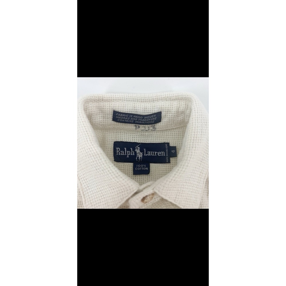 Vintage Polo Ralph Lauren Crochet Shirt Women's Sz 4 Open Knit Natural - Picture 4 of 7